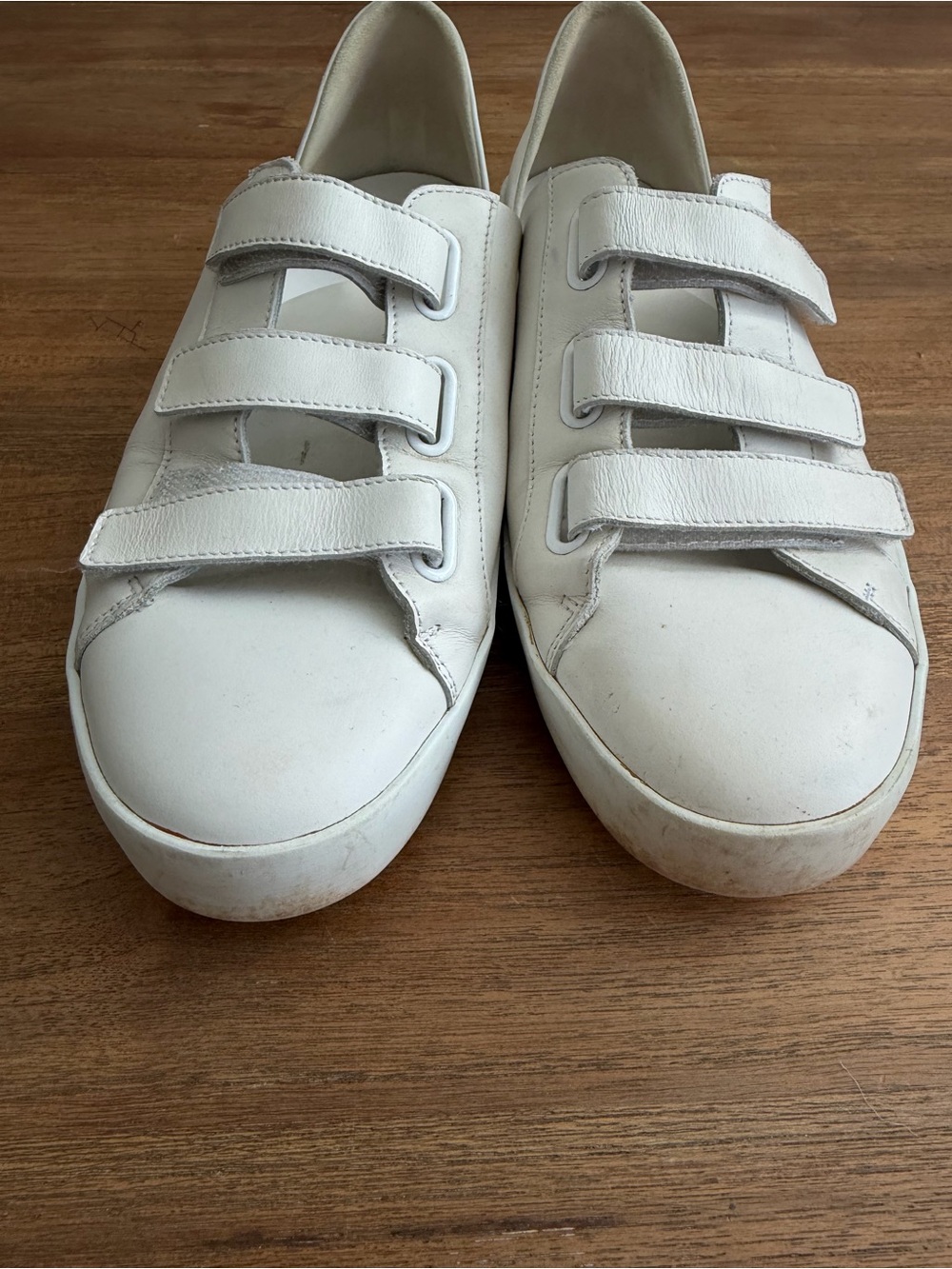 Freda Salvador White Leather Triple-Strap Sneakers